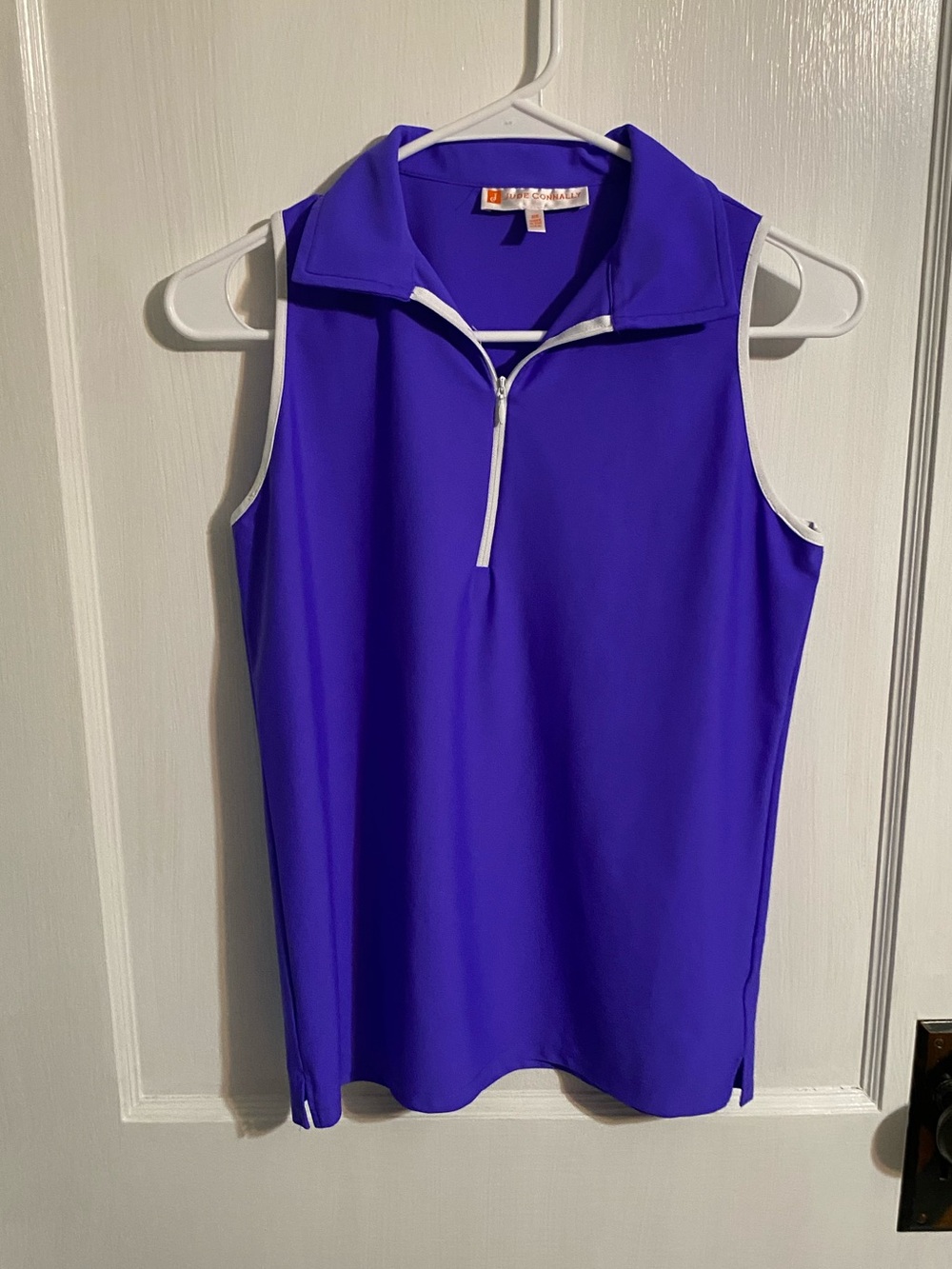 Purple sleeveless collared top